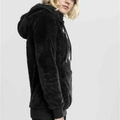 Urban Classics Hoodie/trui -M- Long Teddy Zwart -Dameskleding Verkoop 550x791 9