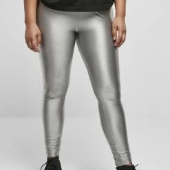Urban Classics Legging -XL- Highwaist Shiny Metalic Zilverkleurig