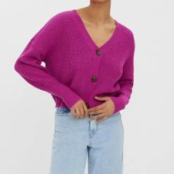 Vero Moda Vest Vmlea Ls V-neck Cuff Cardigan Noos 10273853 Wild Aster Dames Maat - XS