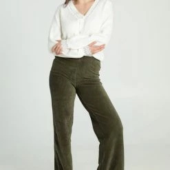 Cassis Lange, Effen Broek In Ribfluweel -Dameskleding Verkoop 550x814 3