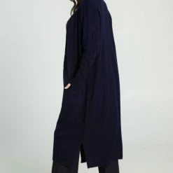 Cassis Lange, Effen Cardigan Met Sjaalkraag -Dameskleding Verkoop 550x816 6