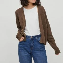 Vila Vest Viril Short L/s Knit Cardigan-noos 14060800 Crocodile/dark Melan Dames Maat - M -Dameskleding Verkoop 550x818 3