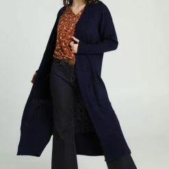 Cassis Lange, Effen Cardigan Met Sjaalkraag -Dameskleding Verkoop 550x820 5