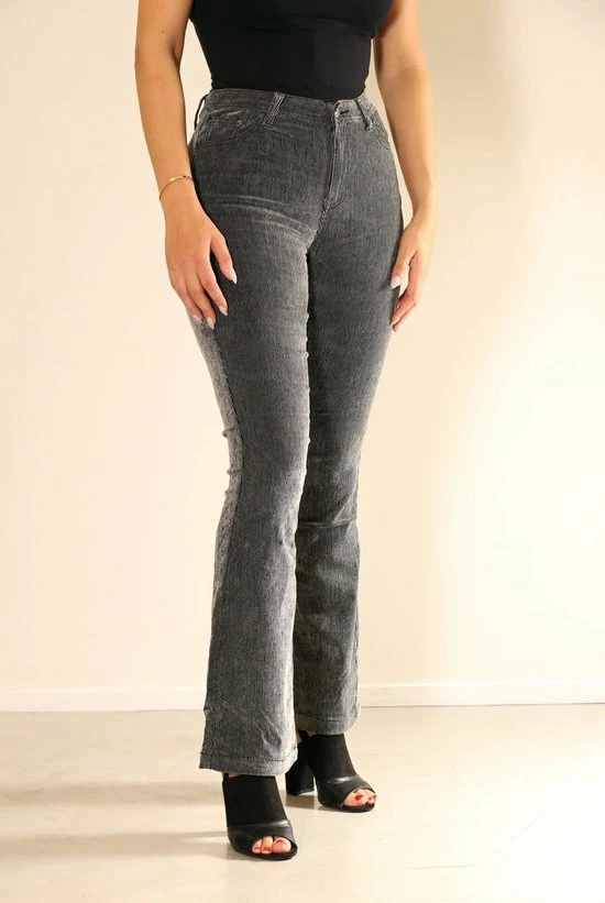 New Star Dames Flare Broek - Florence - Zwart/grijs Ribstof - Dames Corduroy Broek - L33 - Maat 34 1 New Star Dames Flare Broek - Florence - Zwart/grijs Ribstof - Dames Corduroy Broek - L33 - Maat 34
