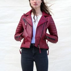 GILL'S STILETTO RED - Dames Leren Jas - Biker Jack - 100% Lamsleer - Rood 8 GILL'S STILETTO RED - Dames Leren Jas - Biker Jack - 100% Lamsleer - Rood -Dameskleding Verkoop 550x824 129