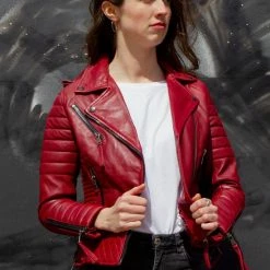 GILL'S STILETTO RED - Dames Leren Jas - Biker Jack - 100% Lamsleer - Rood 11 GILL'S STILETTO RED - Dames Leren Jas - Biker Jack - 100% Lamsleer - Rood -Dameskleding Verkoop 550x824 130