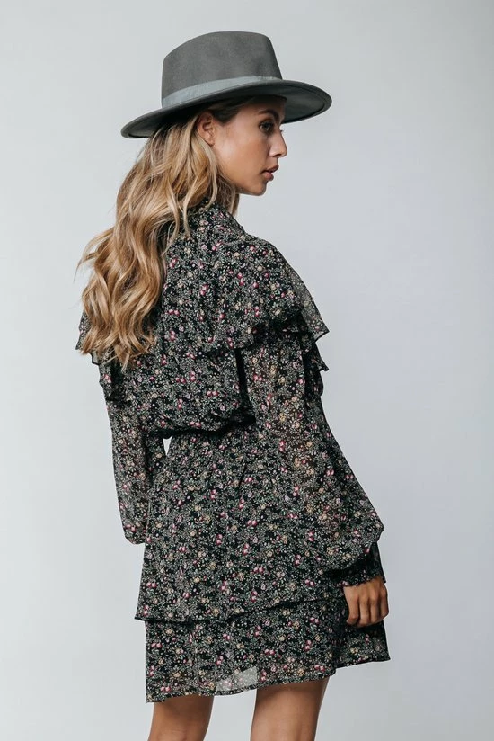 Colourful Rebel Zina Flower Jurk Blauw Dames - Wijduitlopende Fit - Polyester - M 2 Colourful Rebel Zina Flower Jurk Blauw Dames - Wijduitlopende Fit - Polyester - M - Afbeelding 2