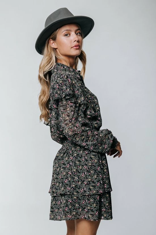 Colourful Rebel Zina Flower Jurk Blauw Dames - Wijduitlopende Fit - Polyester - M 3 Colourful Rebel Zina Flower Jurk Blauw Dames - Wijduitlopende Fit - Polyester - M - Afbeelding 3