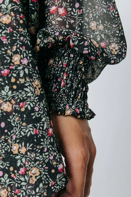 Colourful Rebel Zina Flower Jurk Blauw Dames - Wijduitlopende Fit - Polyester - M 7 Colourful Rebel Zina Flower Jurk Blauw Dames - Wijduitlopende Fit - Polyester - M - Afbeelding 7