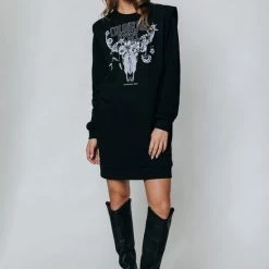 Colourful Rebel Flower Jurk Zwart Dames - Loose Fit - Katoen - M