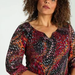 Paprika Korte Plisséjurk Met Dierenhuidprint -Dameskleding Verkoop 550x825 143