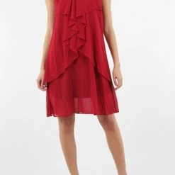 Merkloos Avondjurk Met Parels Op De Kraag - Bordeaux - Maat M