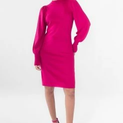 Sissy Boy Sissy-Boy - Roze Gebreide Jurk Met Pofmouwen