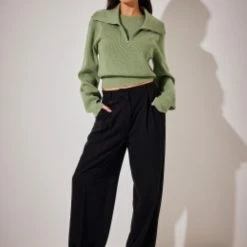 NA-KD Half Zip Layered Knitted Sweater Dames Trui - Maat S -Dameskleding Verkoop 550x825 328