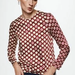 Mango Blouse Bedrukte Satijnen Blouse 37087768 78 Dames Maat - L