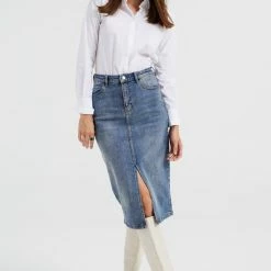WE Fashion Denim Rok Met Split -Dameskleding Verkoop 550x825 408