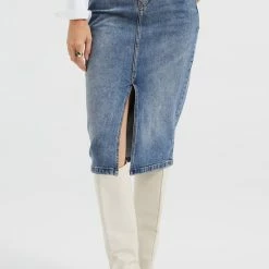 WE Fashion Denim Rok Met Split -Dameskleding Verkoop 550x825 409
