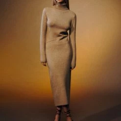 Mango Jurk Gebreide Jurk Met Omgeslagen Col 37097766 30 Dames Maat - XL