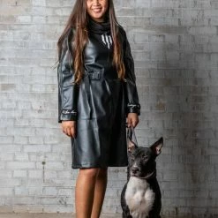 La Pèra Zwarte Lederlook Jurk Dames Jurk - Maat L